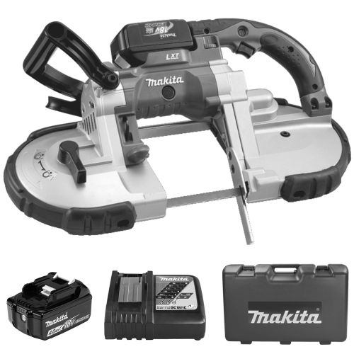 Scie à ruban 18V Li-Ion LXT + 2 batteries 4Ah + chargeur rapide + coffret plastique - MAKITA - DPB180RME pas cher