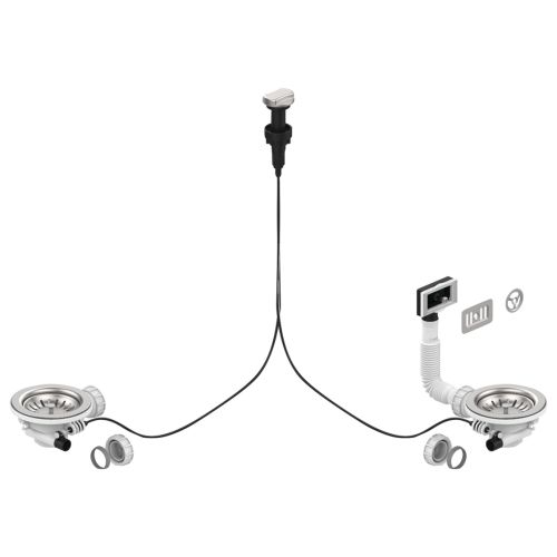 Bonde de vidage automatique D90mm pour évier double cuve - VALENTIN - 00 438000 000 00 pas cher