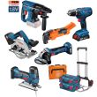 Pack de 6 outils 18 V (GSR21/AMM500/GKS57/GBH21/GST18/GWS7) + diable + coffret L-Boxx - BOSCH/FEIN photo du produit