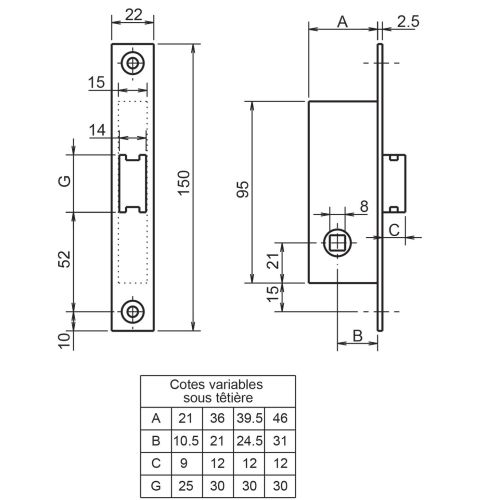 Serrure 1 point METALUX coffre 20/21 D - F120211000 photo du produit Principale L