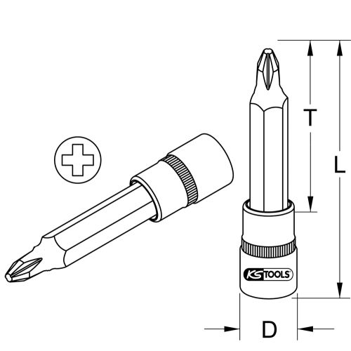 Douille tournevis ULTIMATE Phillips 1/2'' 110 mm PH1 KS TOOLS 922.1702 photo du produit Secondaire 1 L