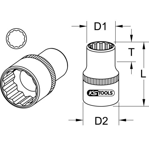 Douille 12 pans 3/8'' 20 mm KS TOOLS 917.4811 photo du produit Secondaire 2 L