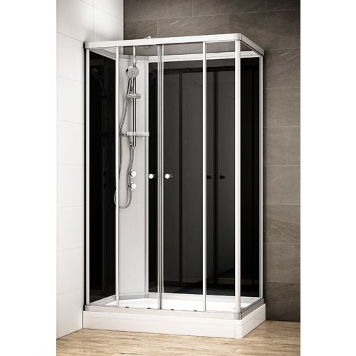 Cabine de douche rectangulaire SILVER INTEGRAL 140x90 GAUCHE NOIR - THALASSOR - SRIN1490G pas cher