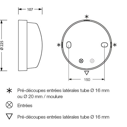 Hublot 62 rond E27 sans source lumineuse blanc L'EBENOÏD 077764 photo du produit Secondaire 1 L