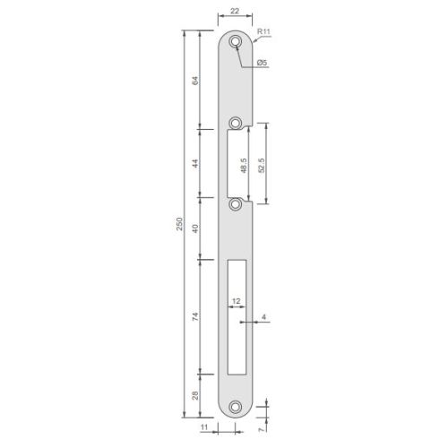 Têtières plate arrondi 250x22mm G1R inox - SP25022-G1RUX pas cher