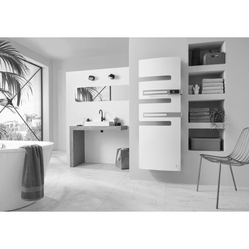 Radiateur sèche-serviettes électrique connecté SERENIS PREMIUM mât à droite 1000+750W blanc carat - ATLANTIC - 850437 pas cher Secondaire 1 L