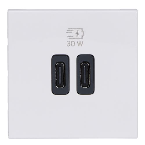 Prise double USB MOSAIC Type-C + Type-C Power Delivery 3 A 30 W LEGRAND 077631L photo du produit Secondaire 1 L