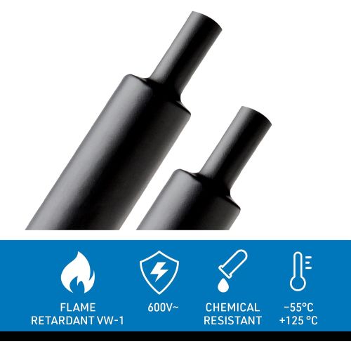 Gaine thermo-rétractable longueur 2 m D 1,6-1,5 mm noir ELECTRALINE 59239 photo du produit Secondaire 1 L