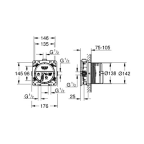 Corps encastré universel 1/2 RAPIDO SMARTBOX GROHE 35604000 photo du produit Secondaire 1 L