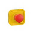 Coup de poing d'urgence poussoir déverrouillage 1/4 tour étanche PLEXO avec enjoliveur jaune et bouton rouge LEGRAND 069549L photo du produit
