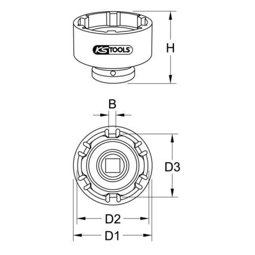 Douille 1'' à 6 ergots 86 mm version renforcée pour Mercedes KS TOOLS 460.1075 photo du produit Secondaire 1 L