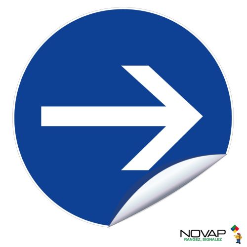 Panneau ''Sens obligatoire'' vinyle adh&eacute;sif D80mm - NOVAP - 4031330 pas cher