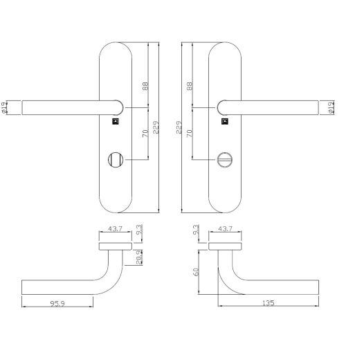 Ensemble sur plaques JADE série 1194 type condamnation à voyant finition inox - HERACLES - B-INOX-SP0V6 pas cher Secondaire 8 L