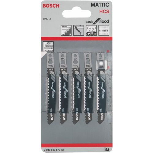 Lame de scie sauteuse MA 111 C HCS L 80mm pas 3mm 5 pièces - BOSCH - 2608637572 pas cher