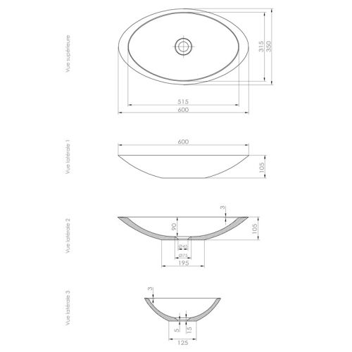 Vasque &agrave; poser OVALIS 60 MATE en Solid Surface - THALASSOR - OVALIS60 pas cher Secondaire 1 L