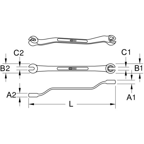 Clé contre-coudée pour conduits de freins 10 x 11 mm KS TOOLS 517.0270 photo du produit Secondaire 1 L