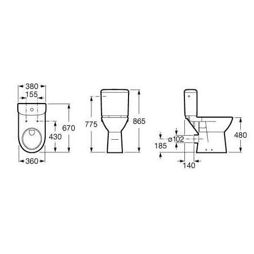 Réservoir WC ACCESS 3/6 L à alimentation latérale ROCA A341230000 photo du produit Secondaire 2 L