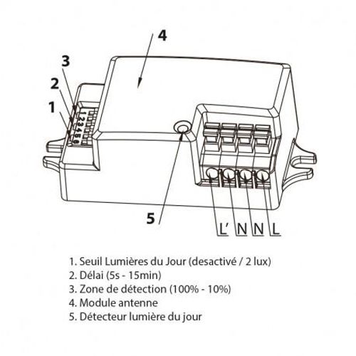 Hublot LED RONDO avec détecteur HF D300 mm 18 W 1980 Lm 4500 K IP65 blanc MIIDEX LIGHTING 779006 photo du produit Secondaire 4 L