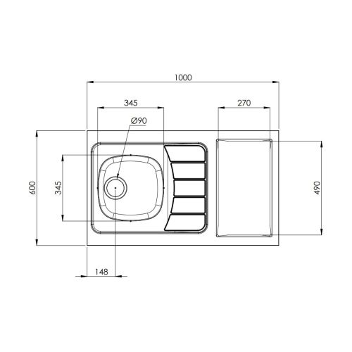 Evier kitchenette ISEO 1 cuve inox L1000mm - MODERNA - CPBD100A30 pas cher