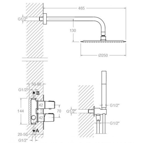 Mitigeur bain-douche à encastrer avec ensemble 2 voies TZAR K3415021 - RAMON SOLER - 34D302878 pas cher Secondaire 1 L