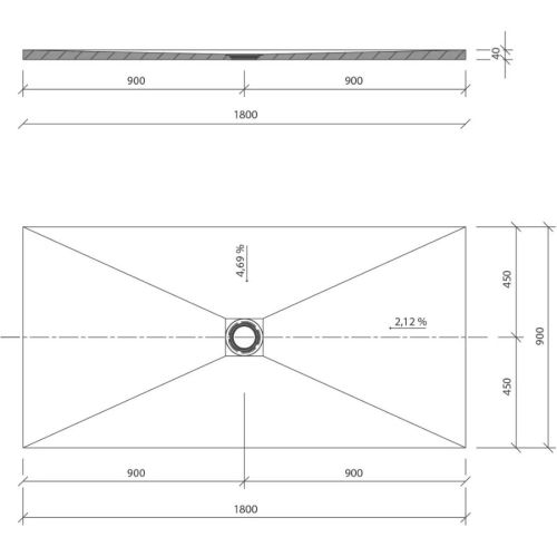 Receveur rectangle FUNDO PRIMO 1800x900x40mm trou central sans bonde - WEDI - 073735180 pas cher