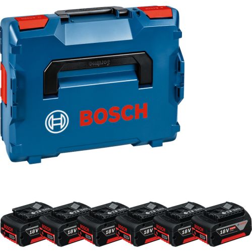 Pack 6 batteries 18 V GBA 4 Ah + coffret L-BOXX BOSCH 1600A02A2S photo du produit