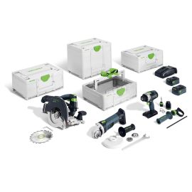 Pack 3 outils menuiserie 18V Festool (HKC 55 + TPC 18 + AGC 18) + 2 batteries 5 Ah + chargeur + Systainer - 578025 photo du produit Principale M