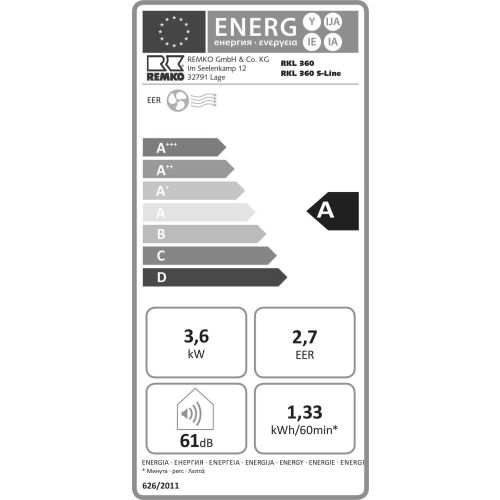 Climatiseur monobolic RKL 360 éco 3,5kW S-LINE - REMKO - 1616360 pas cher Secondaire 1 L