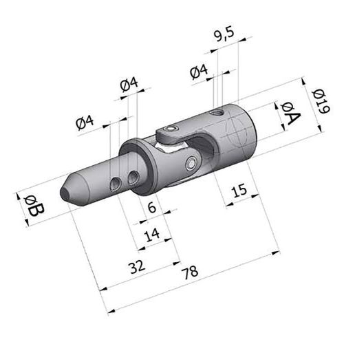 Genouillère 17 mm P9,9/C6 à vis pointeau M5 nickelé CHERUBINI 7912ZNCHNK photo du produit Principale L