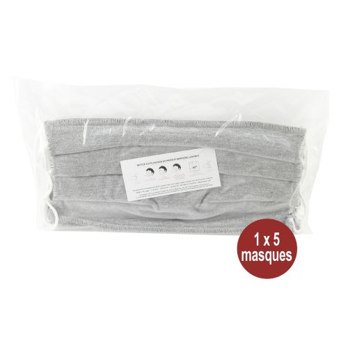 Sac de 5 masques de protection alternatif 100% coton lavable (30 lavages) taille M HANGER SAFE MASQUESTISSU photo du produit