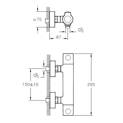 Mitigeur de douche thermostatique AQUAHEAT RS3 chromé VITRA A47158EKM photo du produit Secondaire 1 L