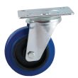 Roulette D100mm caoutchouc bleu platine pivotante - AVL - 527832O pas cher