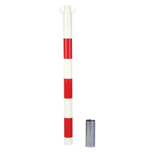 Kit de 2 poteaux acier rouge/blanc avec manchon NOVAP 2223546 pas cher