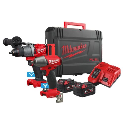 Pack de 2 outils 18 V FUEL M18 ONEPP2B2-502X + 2 batteries 5 Ah + chargeur rapide en coffret HD BOX MILWAUKEE 4933464595 photo du produit