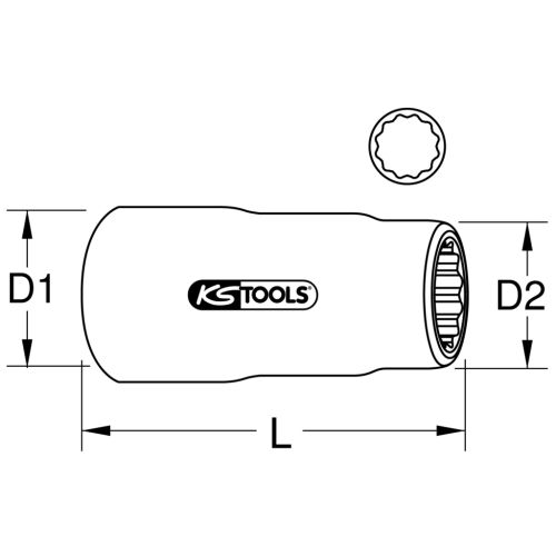 Douille 3/8'' avec revêtement isolant 12 pans 19 mm KS TOOLS 117.3844 photo du produit Secondaire 1 L