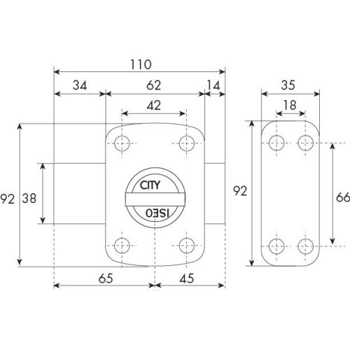 Verrou Arnov Cavith 4115 &agrave; bouton barette bronz&eacute; or - ISEO - 10740001 pas cher Secondaire 1 L