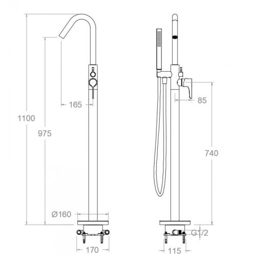 Mitigeur bain-douche sur colonne ADAGIO 918503DNM noir mat avec ensemble de douche - RAMON SOLER - 91C306309 pas cher Secondaire 1 L