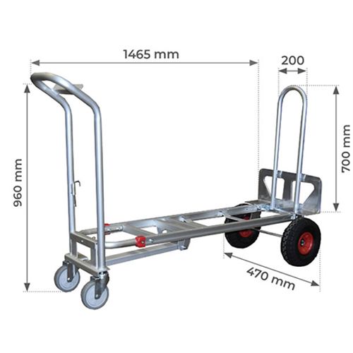 Diable / chariot Stockman aluminium 3 en 1 250 / 350 kg - STC3 photo du produit Secondaire 1 L