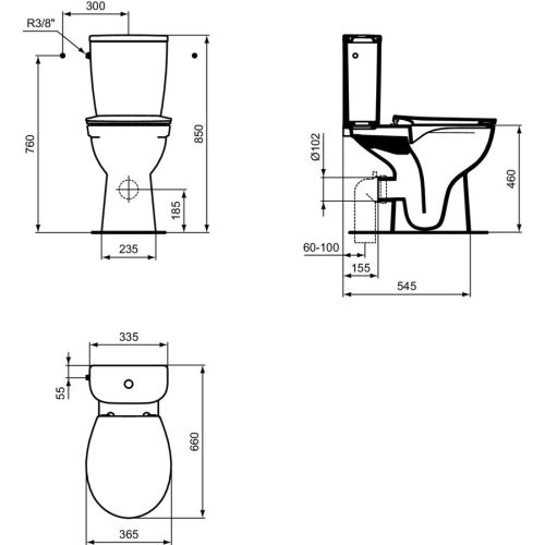 Pack WC ULYSSE sans bride surélevé PMR PORCHER P026901 photo du produit Secondaire 1 L