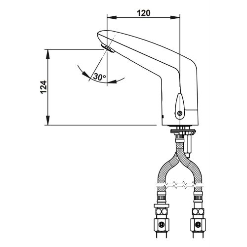 Mitigeur de lavabo électronique VOLTA 3 l/min avec robinet d'arrêt PRESTO 55160 photo du produit Secondaire 1 L