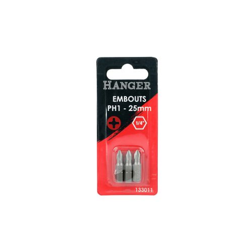 Carte de 3 embouts cruciformes PH1 25 mm HANGER 133011 photo du produit Secondaire 4 L