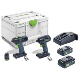 Pack de 2 outils 18V Festool TID 18 HPC 4,0 I-Set T18 + 2 batteries 4 Ah + chargeur + coffret Systainer - 577244 photo du produit Principale M