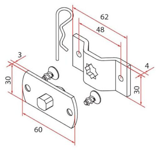 Kit support carré 10 mm avec flasque pour tête composite CHERUBINI A4506_0566 photo du produit Principale L