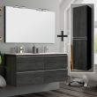 Ensemble meuble de salle de bain BALEA 140cm double vasque + colonne de rangement ebony (bois noir) - COSYNEO - INGBALEA140COLEBO pas cher