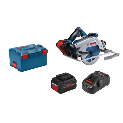 Scie circulaire 18V GKS 18V-68 GC + 2 batteries 5,5 Ah + chargeur + coffret L-BOXX BOSCH 06016B5130 photo du produit