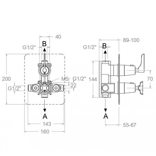 Mitigeur de douche thermostatique à encastrer ADAGIO 918722S 2 voies sans ensemble de douche chromé - RAMON SOLER - 91D306144 pas cher Secondaire 1 L