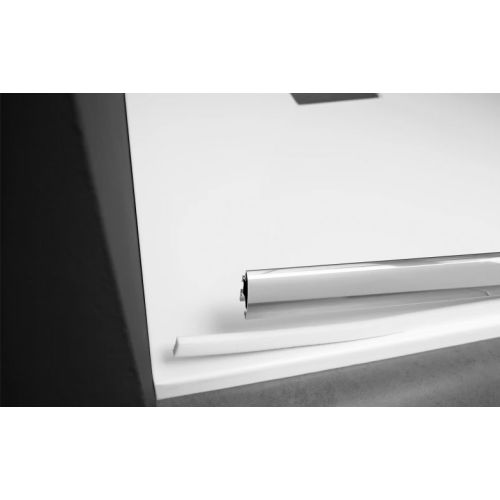 Paroi de douche MACAO sans seuil 142-155cm blanc transparent avec partie fixe gauche - KINEDO - PA649BTNEG pas cher Secondaire 1 L