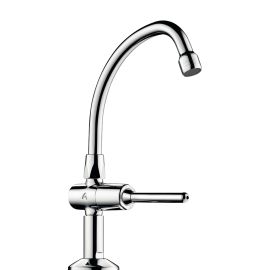 Robinet temporisé TEMPOSTOP Delabie pilier à bec col de cygne à levier L 150 mm - 737152 photo du produit Principale M