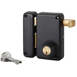 Serrure monopoint en applique FTH Thirard verticale &agrave; tirage double cylindre 23x45 mm carr&eacute; 6 mm acier nickel&eacute; gauche &ndash; 00000145 photo du produit Principale M