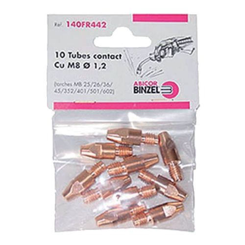 Blister de 10 tubes contact M8 1,2 mm pour torche MB36 ABICOR BINZEL 140FR442 photo du produit Secondaire 1 L